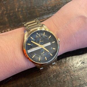 Armani Exchange Gold PVD Men's Watch with Black Dial AX2122